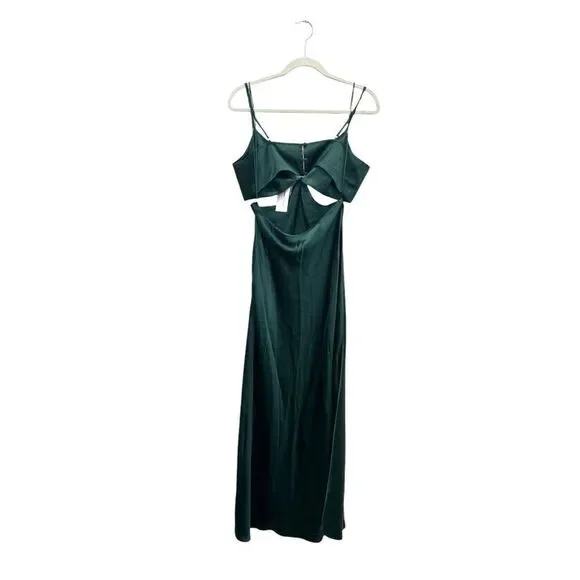 NWT Reformation Poppies silk cutout dress in Forest green - Picture 10 of 13